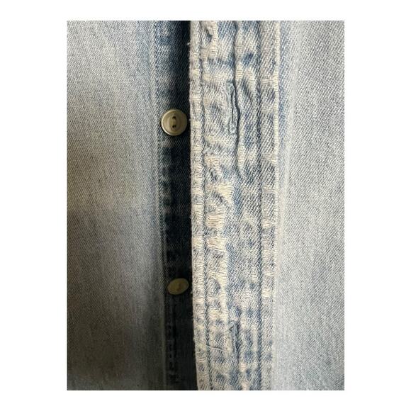 Mens Ralph Lauren Chaps Chambray Shirt Distressed destroyed Grunge Thrashed 16.5 - Picture 4 of 8